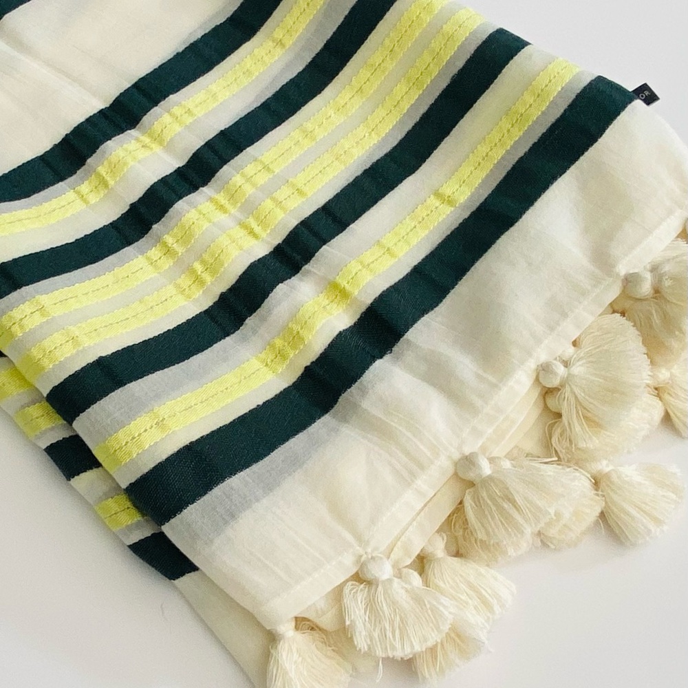 Large Scarf/Drapping Wrap in Navy, Citron & Cream - Like New